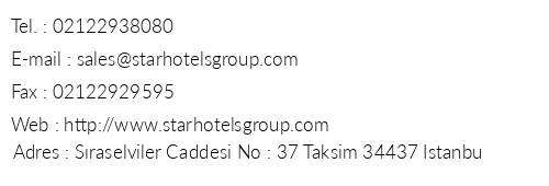 Boutique Star Hotel telefon numaralar, faks, e-mail, posta adresi ve iletiim bilgileri